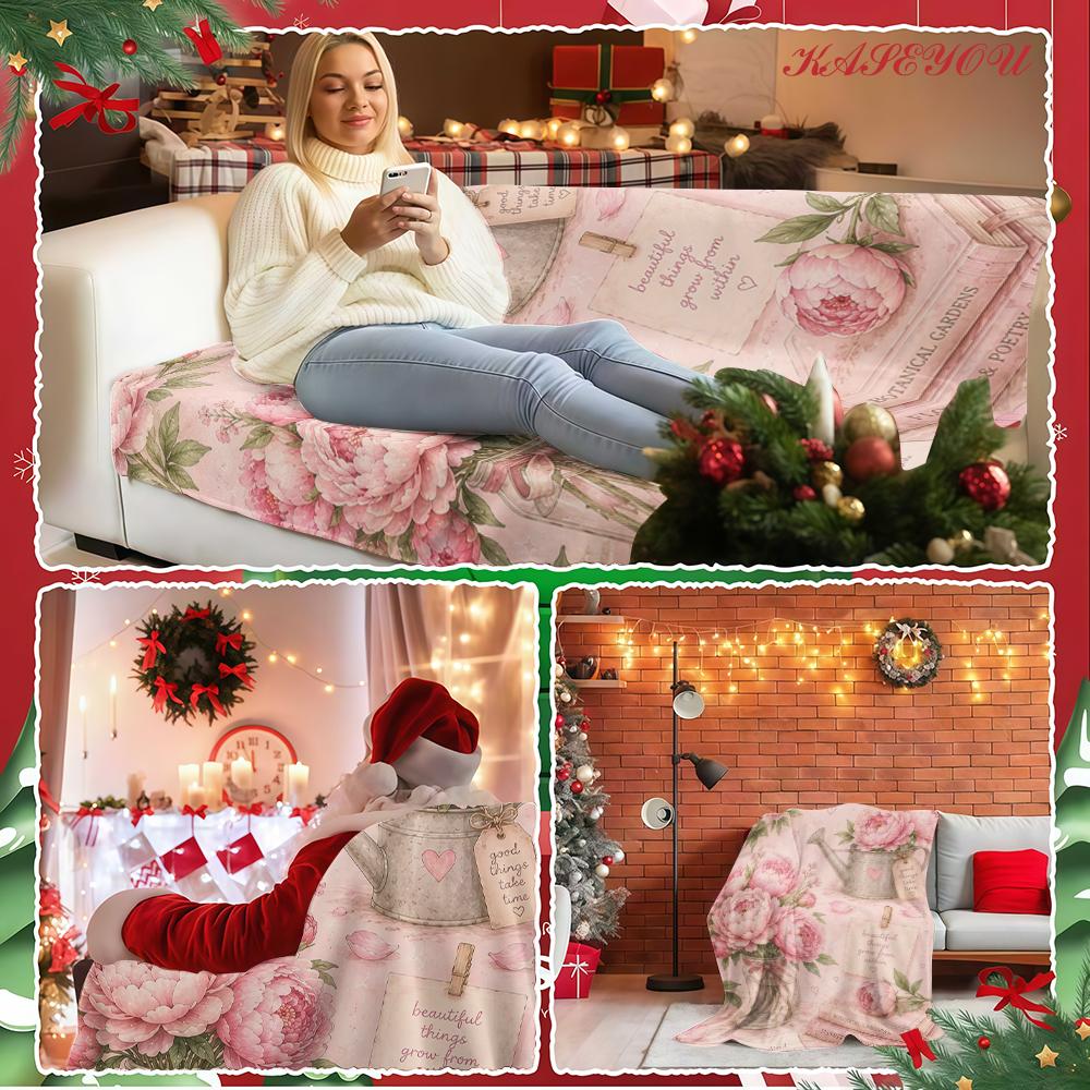 Minimal Floral Solid Color Thick Lightweight Extra Warm Travel Blanket Ideal Christmas Halloween Gift for Women Men Kids