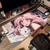 Large Mouse Pad with Cat and Girl Character Durable Rubber Stitched Suitable for Home and Gifts Pink-Haired Design, Non-Slip Material, Edges, Office,