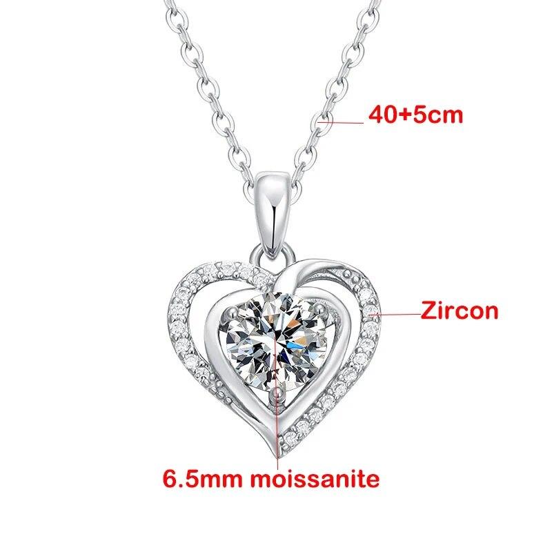 D Color 1ct 100% 925 Sterling Silver Moissanite Necklace for Women Excellent Cut Lab Grown Diamond Trendy GRA