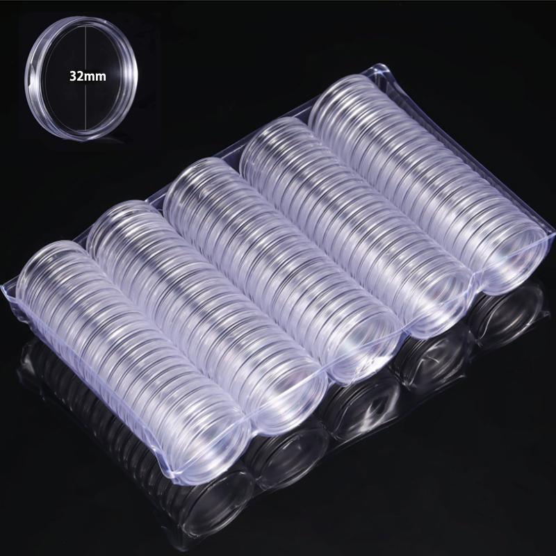 10/100p 21-46mm Transparent Plastic COINN Holder COINN Collecting Box Case for COINN Storage Capsules Protection Boxes Container