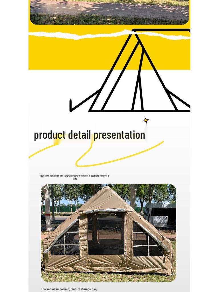 Luxus Outdoor aufblasbares Zelt, Doppeltür, Sonnengeschützt, Geräumig, Leicht für 3-5 Personen, Kein Aufbau erforderlich