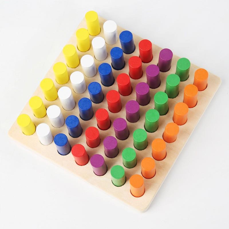 Children color shape classification building block coin box color stick shape matching game wooden teaching aids