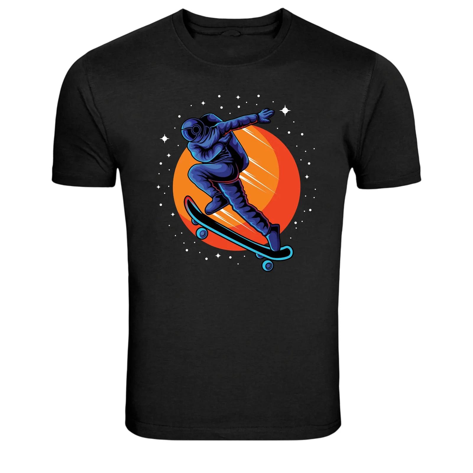 Astronaut Skateboard Trick Retro Space Graphic T-Shirt L
