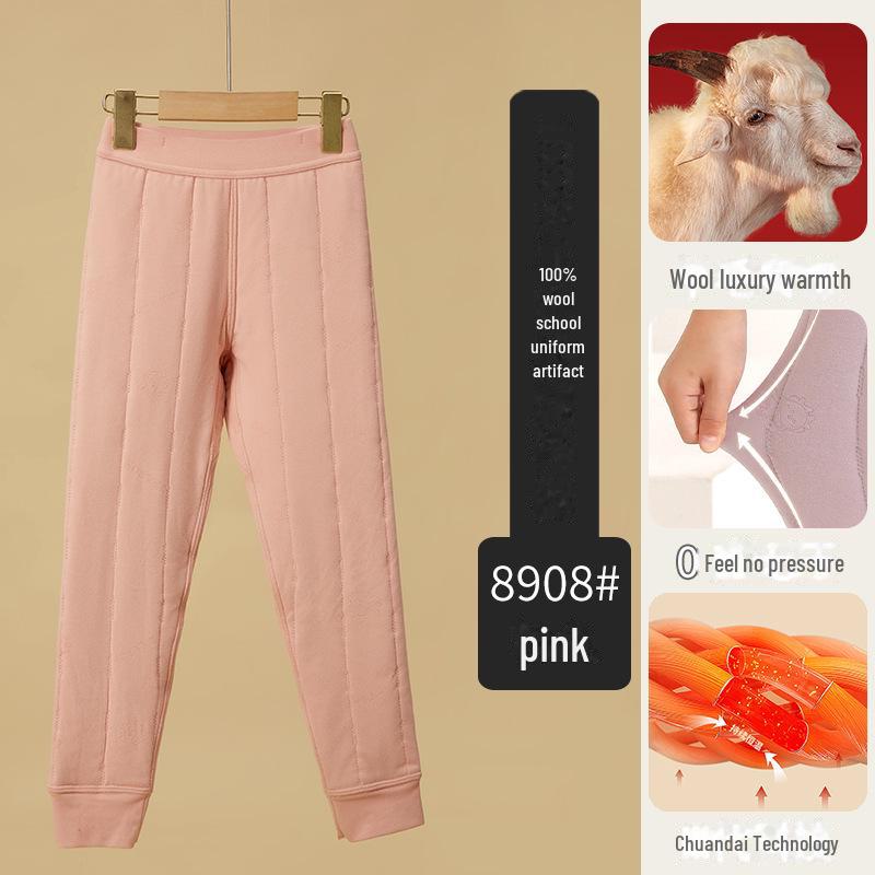 Children's Thickened Velvet Cotton Thermal Pants - Warm Autumn/Winter School Uniform Trousers for Boys and Girls.