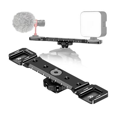 DF DIGITALFOTO Dubbele Koude Schoen Mount Beugel met Schroef Waterdicht Aluminiumlegering Dubbele Hete Schoen Verlengingsbalk voor LED Video en Speedlites 1/4" Gaten,
