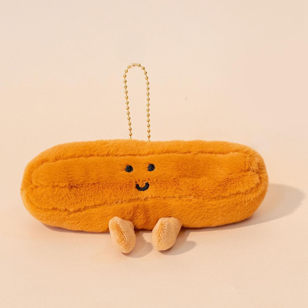 Cute Creative Plush Food Hanging Ornament Pancake Egg Noodles Burger Croissant Keychain Short Plush Toy Cartoon Style