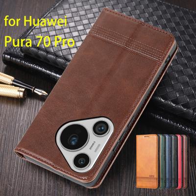 Luxusní kožené pouzdro s magnetickou adsorpcí pro Huawei Pura 70 Pro Pura70 Pro Otevírací pouzdro Ochranné pouzdro Capa Fundas Coque