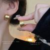 Silver Needle Square Brushed Geometric Earrings Korean Simple Cold Wind Stud Earrings Niche Versatile Premium Earrings