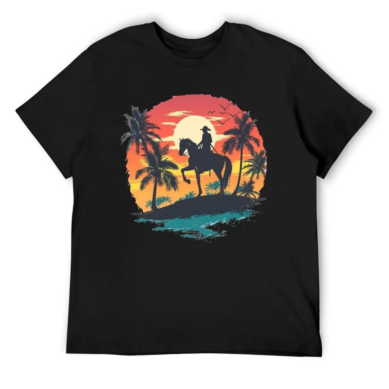 Horse at Sunset T-Shirt graphic t shirts oversized graphic tee animal prinfor boys quick drying T-shirts for men cotton S