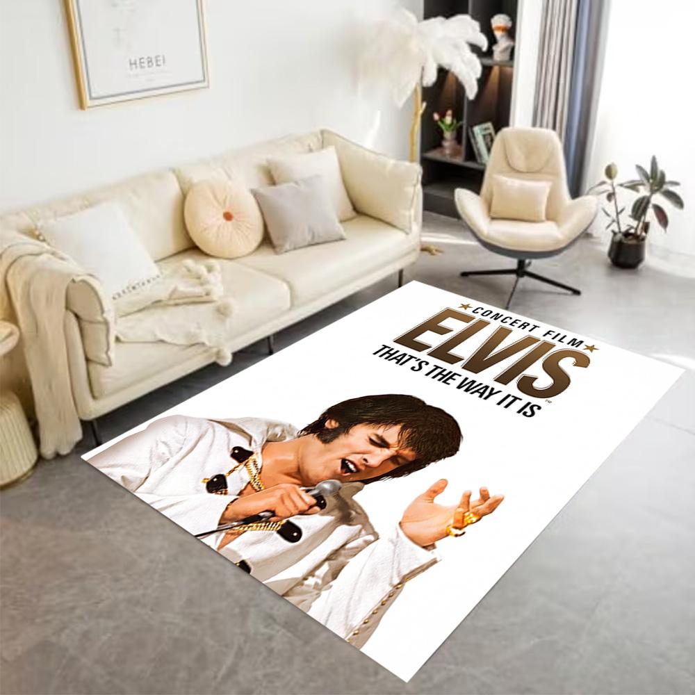 Golden Elvis Anniversary Floor Mat Design for Dining Room Study room Entryway Balcony Antislip Carpet Anime Office Decor Wedding Party Gift