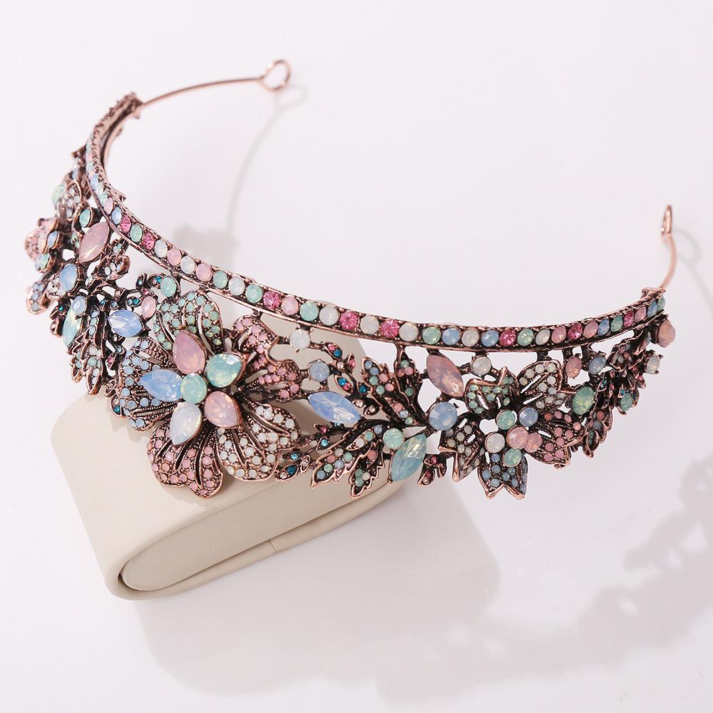 Новый свадебный головной убор повязка на голову корона в стиле барокко дворец цветной — фото 3