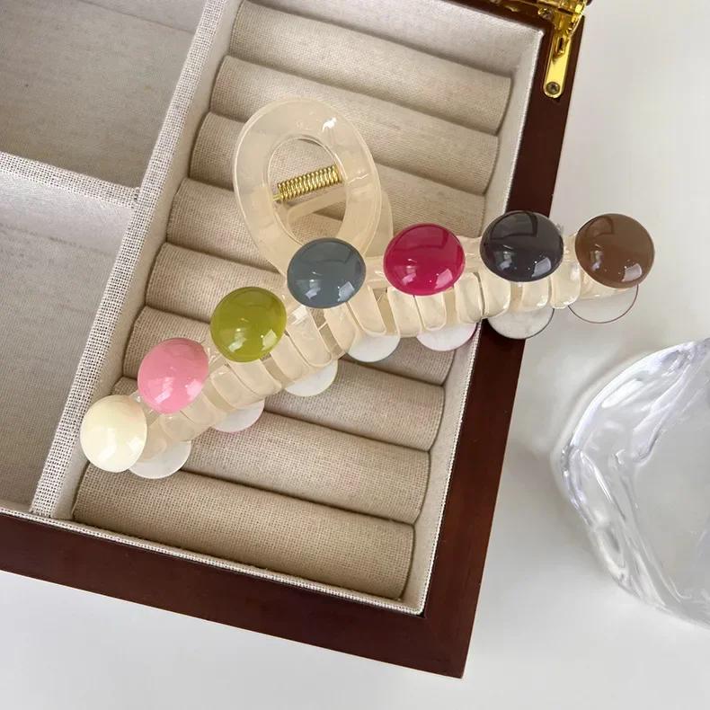 

Женские заколки-крабы для волос Акриловые заколки-крабы большого размера с цветным сердечком Милые заколки для волос Шпильки-крабы Модные аксессуары для волос Головные уборы