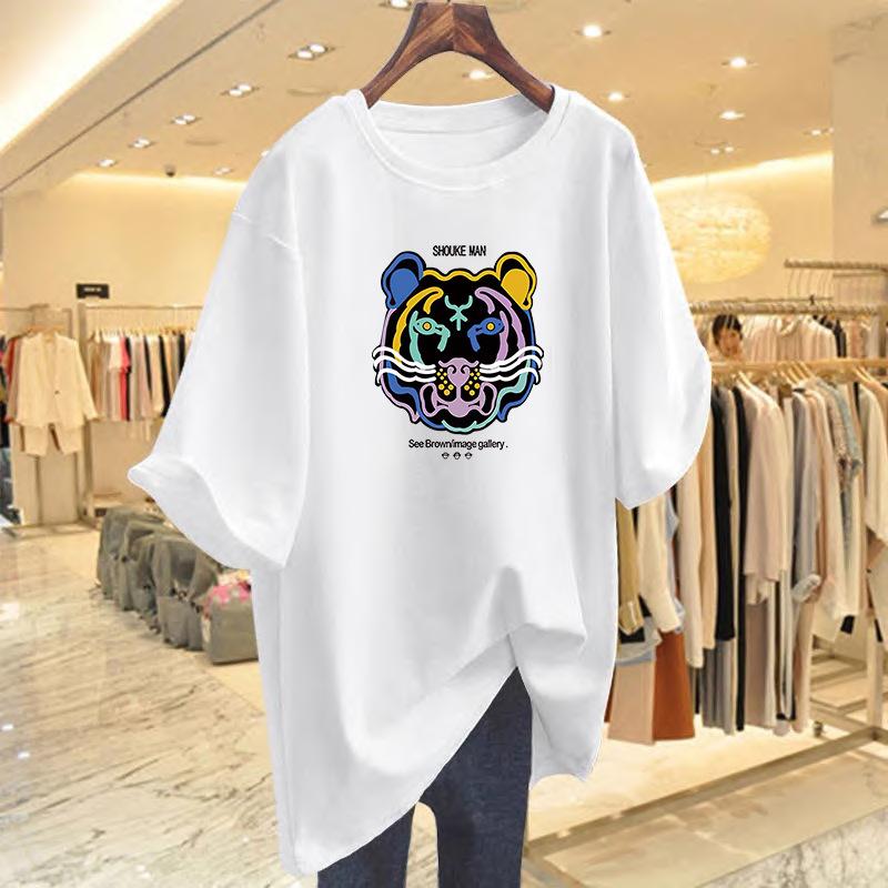 

Cotton short-sleeved t-shirt women s summer 2025 new trend round neck half-sleeved white t-shirt women s top short-sleeved S
