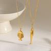 European and American Ins Ocean Wind Stainless Steel Three-dimensional Small Fish Fish Bone Pendant Necklace Women's Plated 18k Gold Jewelry Niche