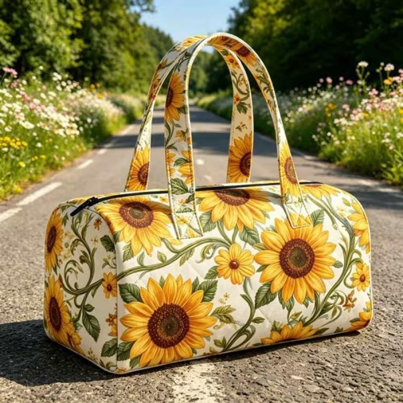 TEMU Quilted Travel Bag Fashion Print Womens Yoga Tote Gym