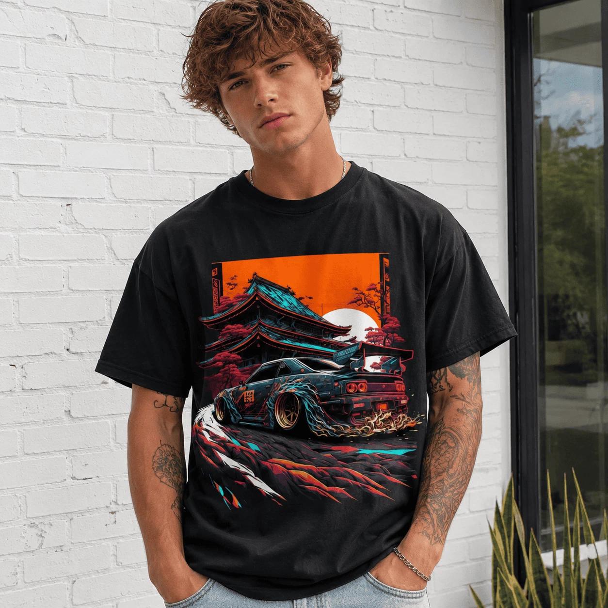 Japanese Retro Racing Car T-Shirt JDM Drift Tuning Enthusiast Tee S
