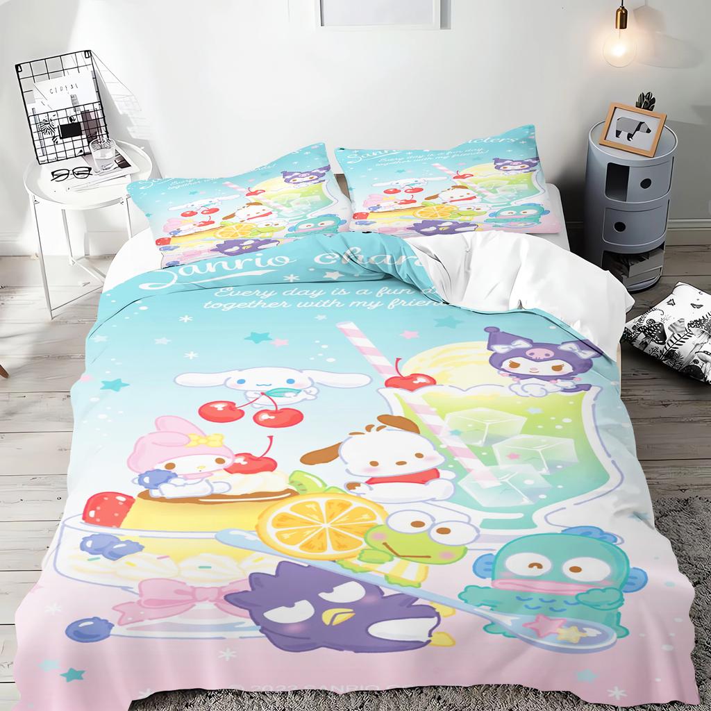 Sanrio Series Kuromi Duvet Bedding Set for Children King Size Luxury Cover 100% Polyester 3-Piece Christmas Gifts Home Decor