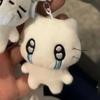 Cute Headphones Kitten Couple Keychain Mini Crying Cat Doll Plush Keyring Cartoon Dog Bee Bag Pendant Charms Backpack Decoration
