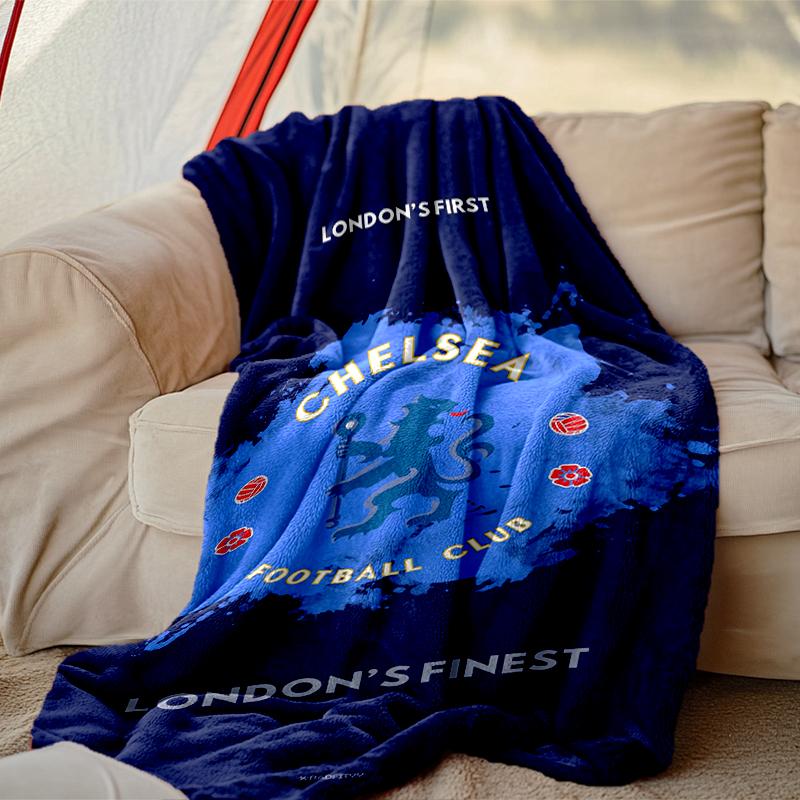 Chelsea FC Pattern Blanket, Cozy Blanket for All-Season Comfort On Sofas, Beds, Office, Car, Camping and Travel