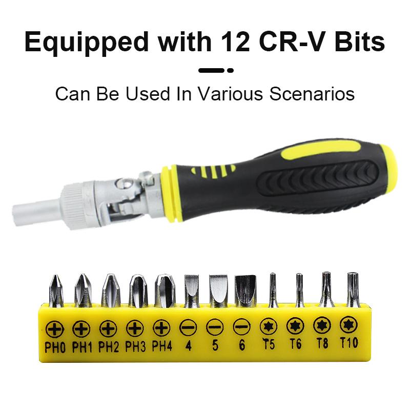 

13 Pcs Sets Saving Labor Screwdriver 180 Degree Rotation Magnetic Bit Angle Extension Screw Driver Screw Kit Laptop Repair Tools