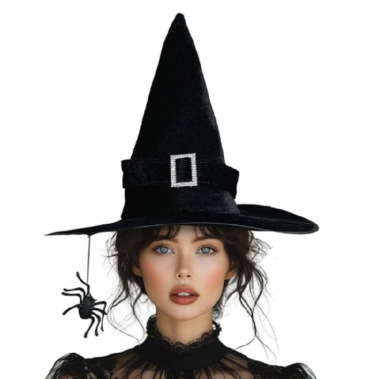 Black Halloween Hat Widget Wide Border Pointed Hat Fashion Party Headgear for Halloween Celebrations