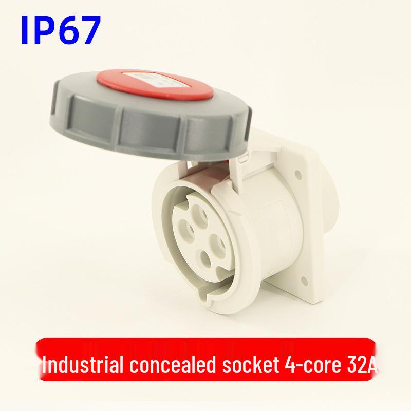 Waterproof 3-core 4-pin 5-hole Male-Female Aviation Plug Socket, Three-Phase Electrical Connector, 16A/32A, IP67.