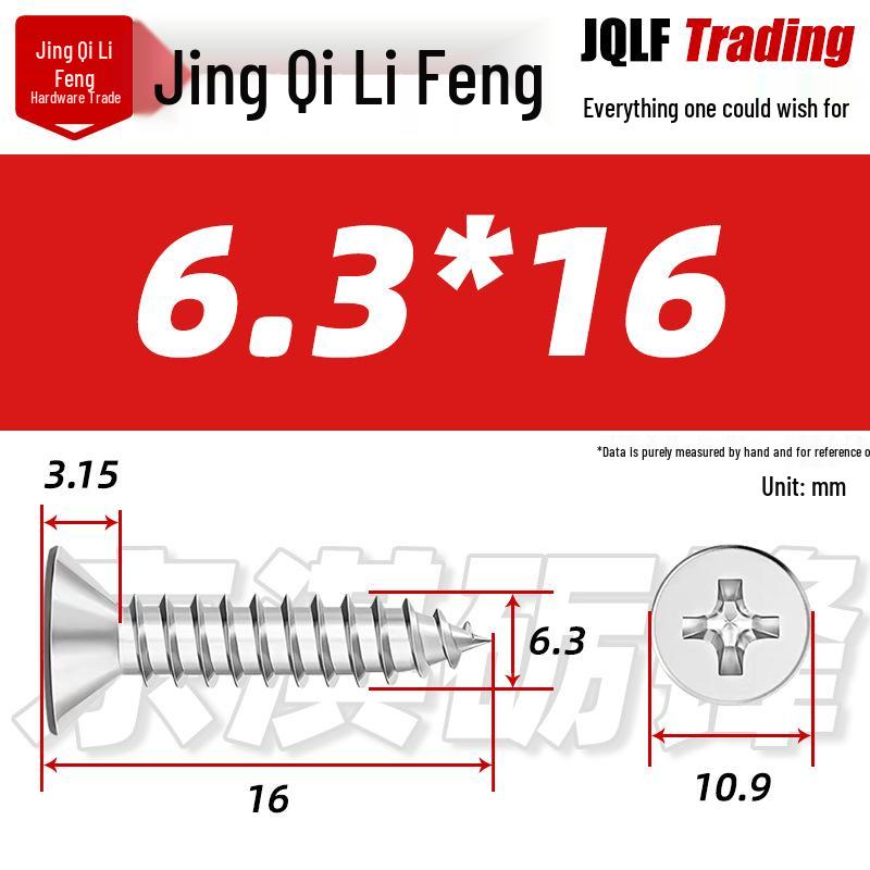 304 Stainless Steel Countersunk Self-Tapping Screw for Furniture & Outdoor Construction (GB/T 846)