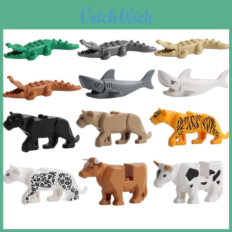 Mini Leopard Crocodile And Shark Animal Building Blocks Set 12 Pieces Of Educational Plastic Toys For Kids
