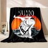 Japanese Sumo Wrestling Flannel printed blanket suitable for all seasons suitable for living room office sofa and travel
