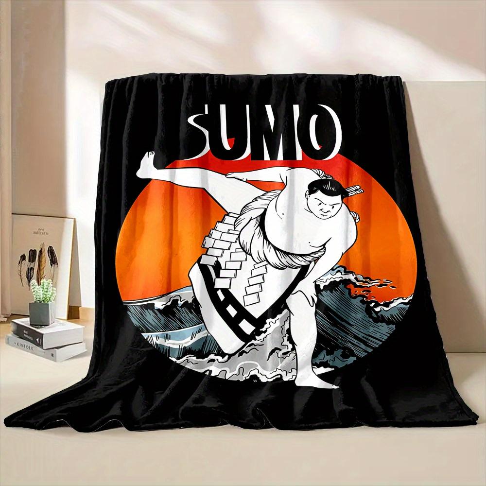 Japanese Sumo Wrestling Flannel printed blanket suitable for all seasons suitable for living room office sofa and travel