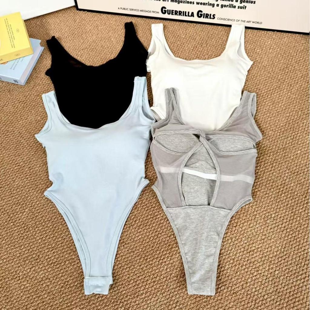 940 Sweet & Spicy Cotton Backless Bodysuit: Women's Sexy Criss-Cross Sleeveless Top with Spaghetti Straps