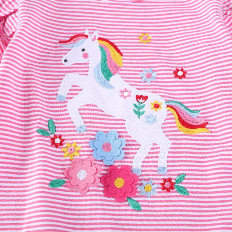Sommer-T-Shirt für Mädchen: Süßes Muster, Rundhalsausschnitt, Kurzer Ärmel, Europäischer & Amerikanischer Stil für Kleine bis Mittlere Kinder.