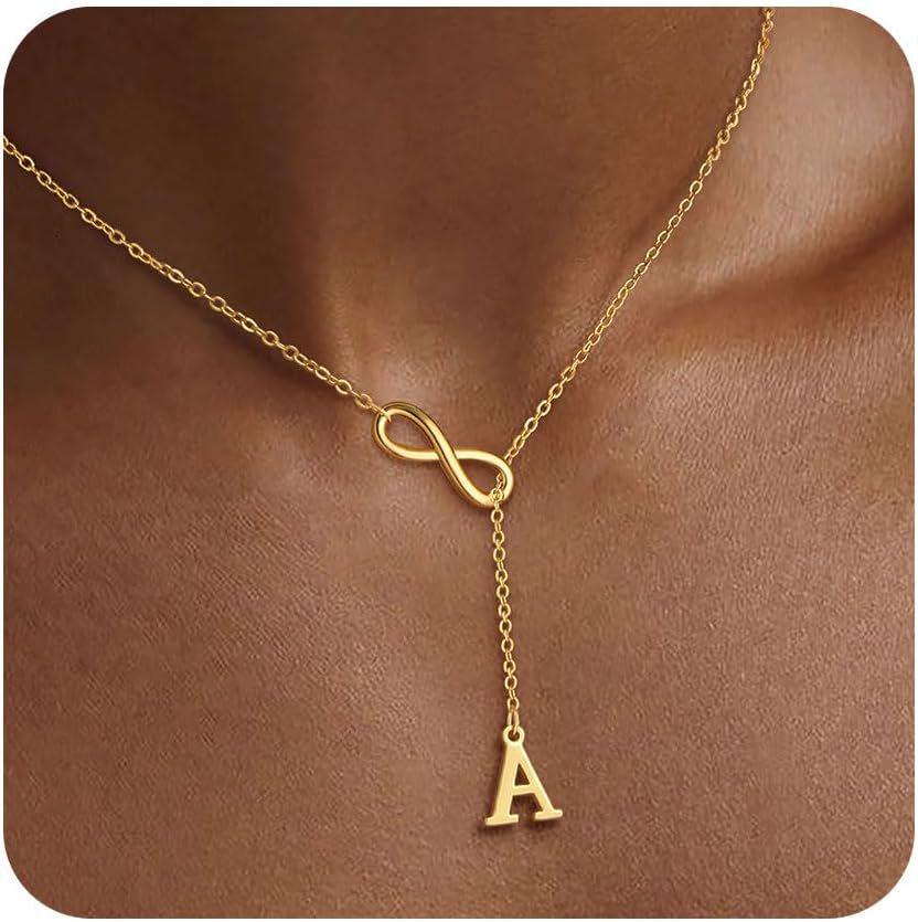 Gold-Plated Infinity A Pendant Necklace - Elegant European Fashion for Women