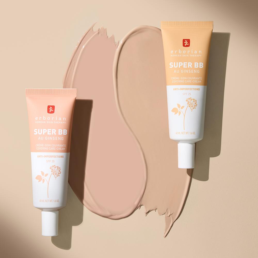 Erborian Super BB Cream SPF25 Nude 40ml – Full Coverage BB Cream, Pore Blurring Effect, Skin Balancing Formula, Korean