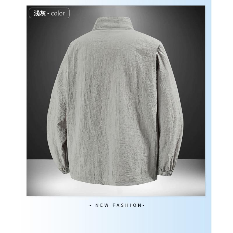 Men's Lightweight Stand Collar Windbreaker - Casual Zip-Up Jacket