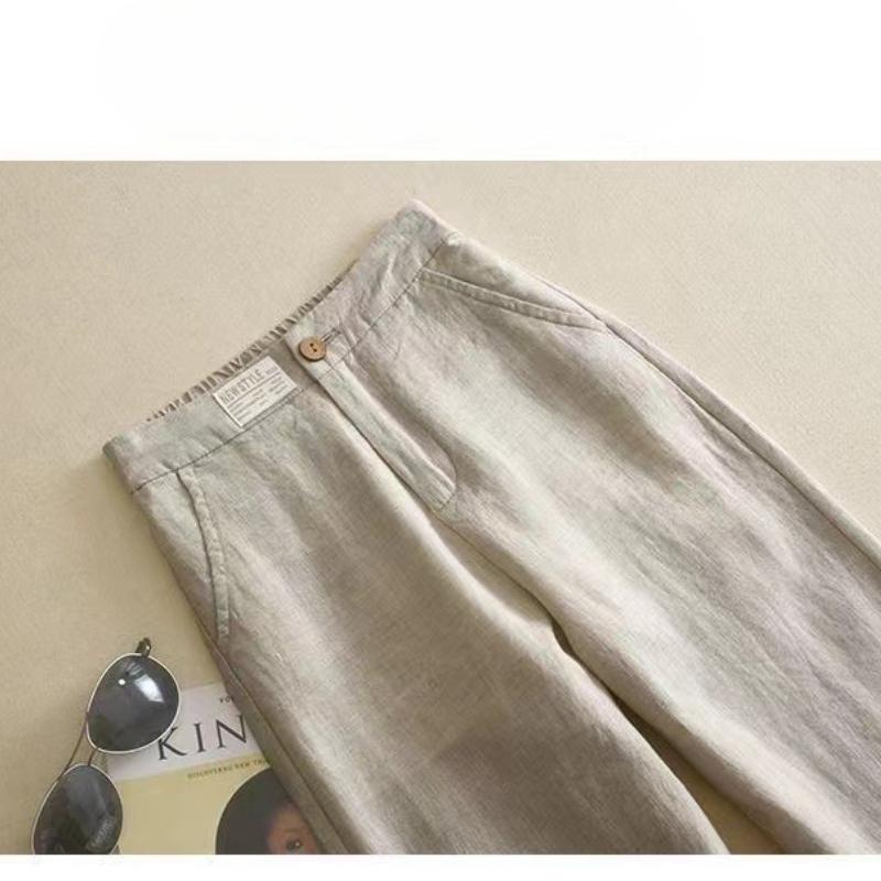 Linen Wide-leg Pants Women's Trousers Fashion Loose Simple Cotton Linen Women's Drape High-waisted Straight Pants
