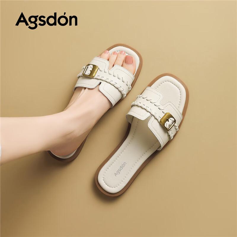 Agsdon Women s Summer Flat Braided Slippers 38