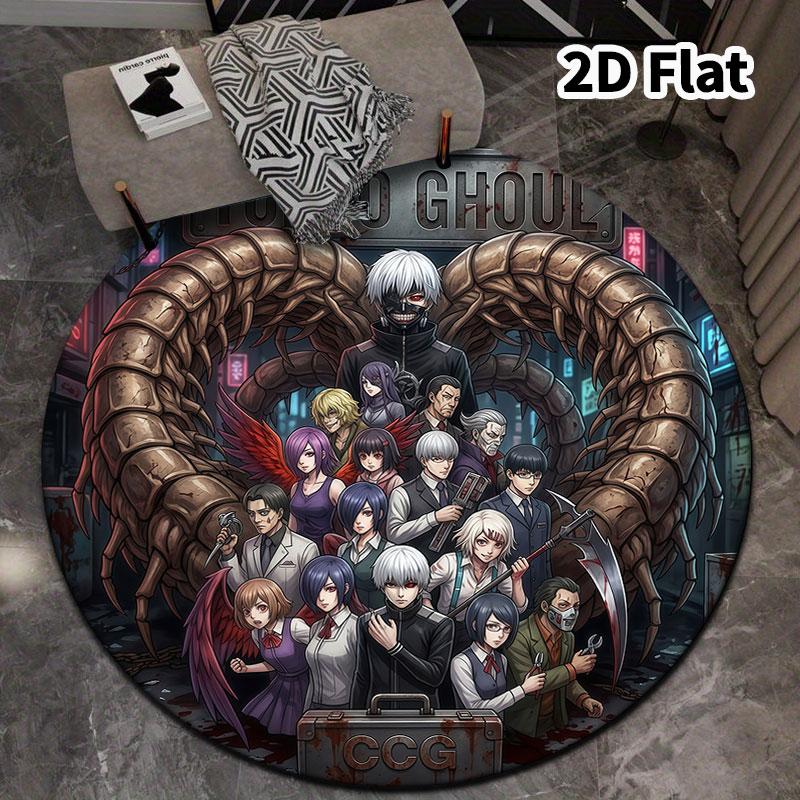 Tokyo Ghoul Runder Teppich Teppich für Wohnzimmer Schlafzimmer Sofa Spielzimmer Dekor Rutschfeste Bodenmatte