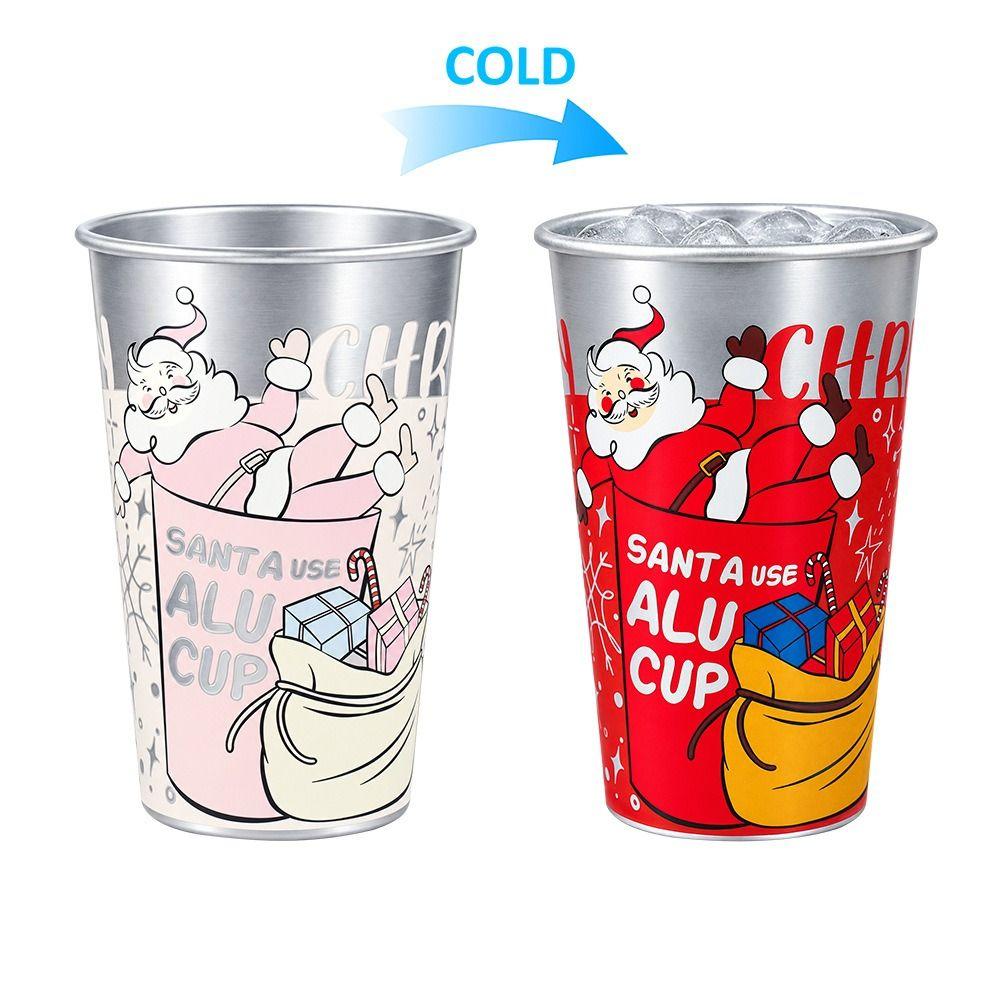 450ml Aluminum Beer Cup Cold Sensitive Cold Sensitive Tumbler Christmas Color Changing Cup  Bar