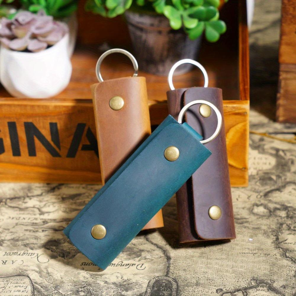 1PC Leather Key Holder Small Home Keys Storage Bag Key Ring Pouch Key Organizer Wallet