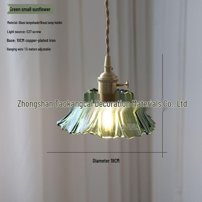 Nordic Modern Brass Sunflower Glass Pendant Lamp for Restaurant, Living Room, Bar, Bedside, Bedroom