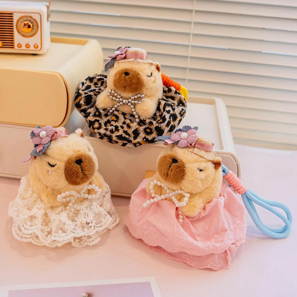 Cartoon Capybara Plush Toys Pendant Cute Dressed Up Capybala Key Rings Kawaii Bags Car Hanging Decor Creative Gifts For Friends
