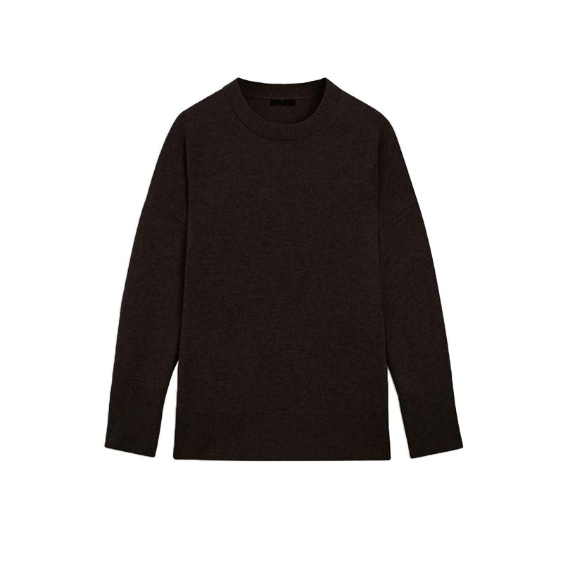 MD Fall and Winter New Women's Clothing Rib Neckline Soft Glutinous Wool Blended Round Neck Long Sleeves Knitwear 5775638