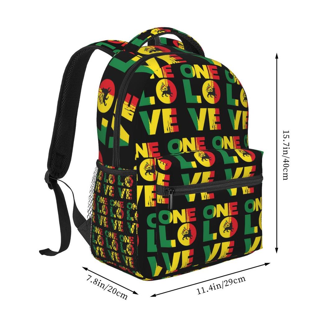 One Love Jamaica Rastafari Rasta Judah Löwe Flagge Reggae Rucksack Schüler Jungen Mädchen BuchTasche Schultasche Computer Umhängetaschen