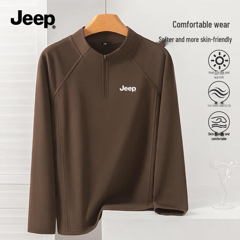 JEEP Men s Thermal Fleece-Lined Half-Zip Base Layer Top 2XL