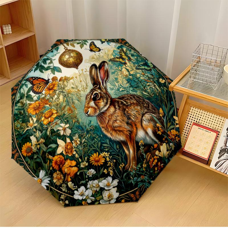 

Green flowers Theme Automatic Umbrella Compact 8-Rib Design Sturdy Construction Durable Umbrella Stylish Accessory