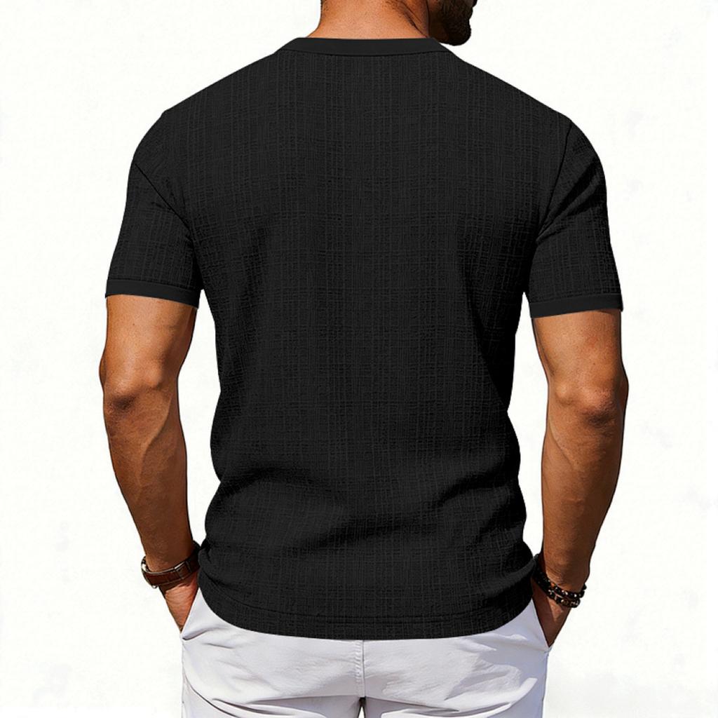 Men’s Short Sleeve Henley Shirt Casual Button Down Linen T Shirt Lightweight Breathable Summer Top for Everyday Wear