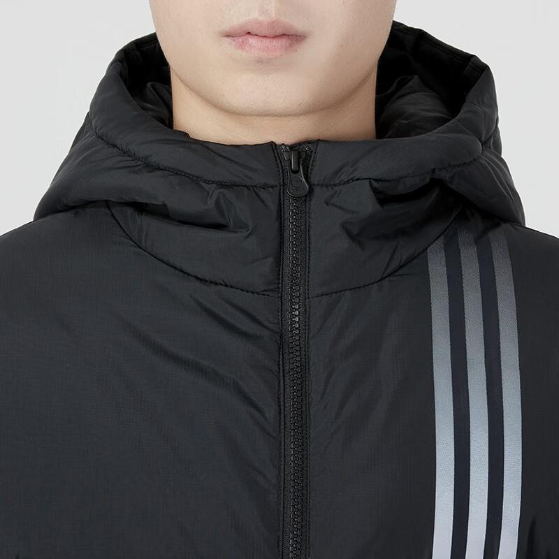 adidas Neo Essential Jacke mit Logo-Aufdruck auf der Rückseite und Kapuze mit Reißverschluss, Unisex-Oberbekleidung, Schwarz, HN0709