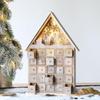KX4B Christmas Wooden Advent Calendar House with Storage Drawers LED Lighted Countdown Number Ornament Holiday Home Desktop Gift