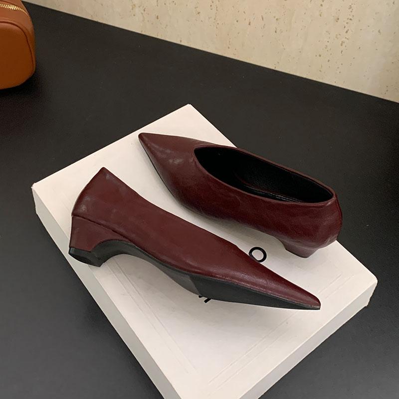 Fashion 2025 New Fashion Shallow Ladies Low Heel Pumps Shoes Luxury Female Pointed Toe Footwear Slip On Women Heeled Shoes